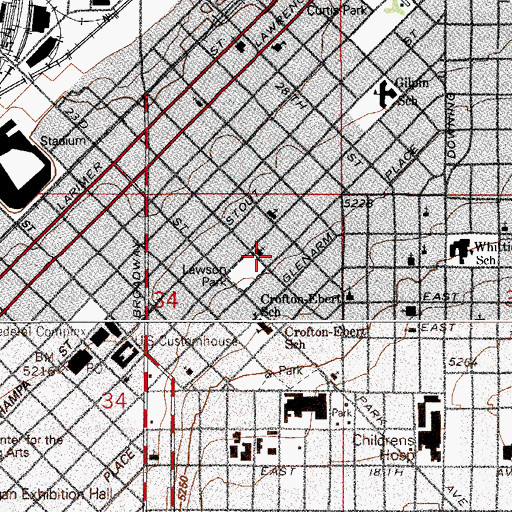 Topographic Map of Blair - Caldwell African American Research Library, CO