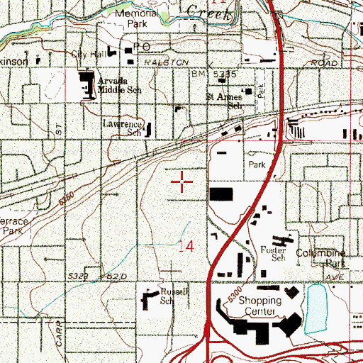 Topographic Map of Mile High Vineyard Church Arvada Hub, CO