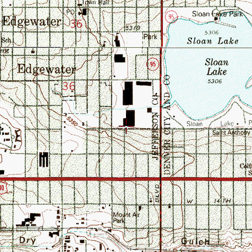 Topographic Map of Edgewater Ace Hardware Contract Postal Unit, CO