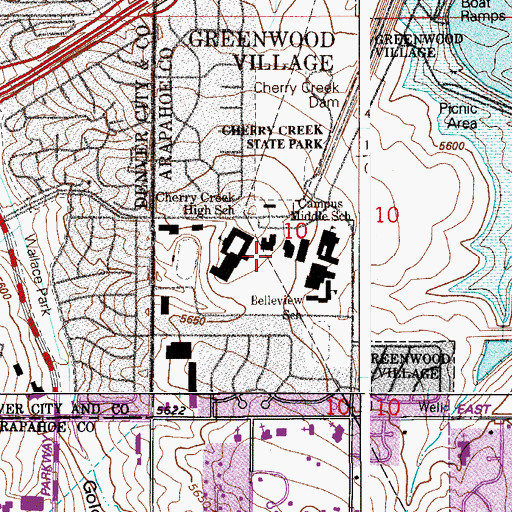 Topographic Map of Cherry Creek Schoolhouse, CO