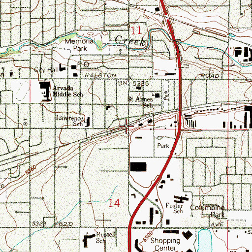 Topographic Map of Arvada Flour Mill, CO