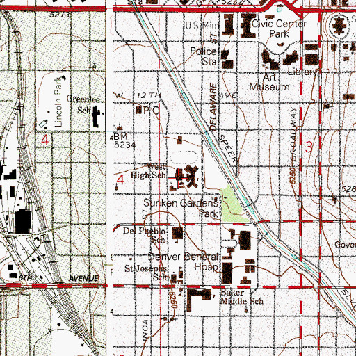 Topographic Map of Manny Martinez Middle School, CO