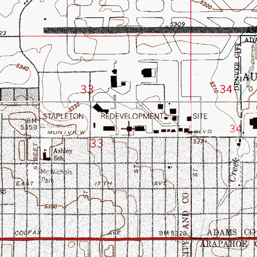 Topographic Map of Denver School of Science and Technology DSST Stapleton Campus, CO