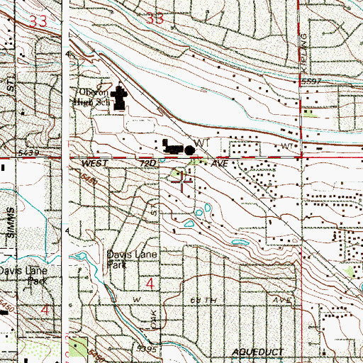 Topographic Map of Denver Bible Church, CO