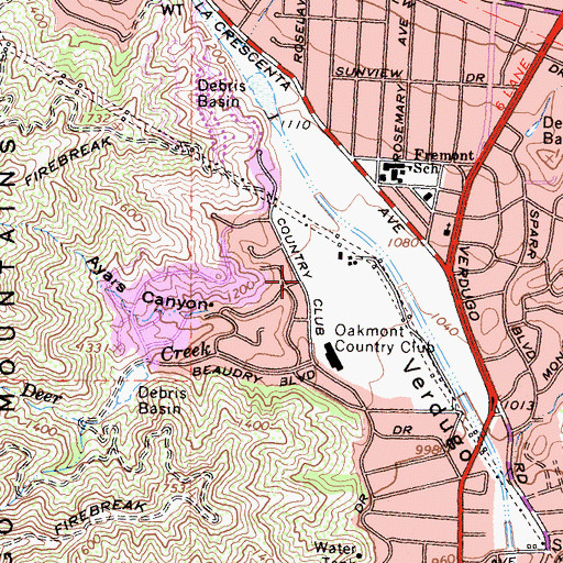 Topographic Map of Ayars Canyon, CA
