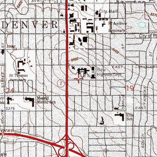 Topographic Map of Colorado Department of Transportation Library, CO