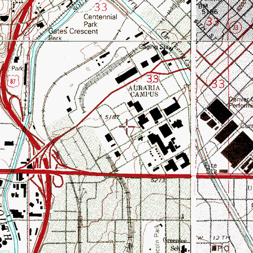 Topographic Map of Kenneth King Academic and Performing Arts Center, CO