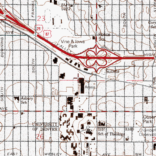 Topographic Map of Joy Burns Ice Arena, CO