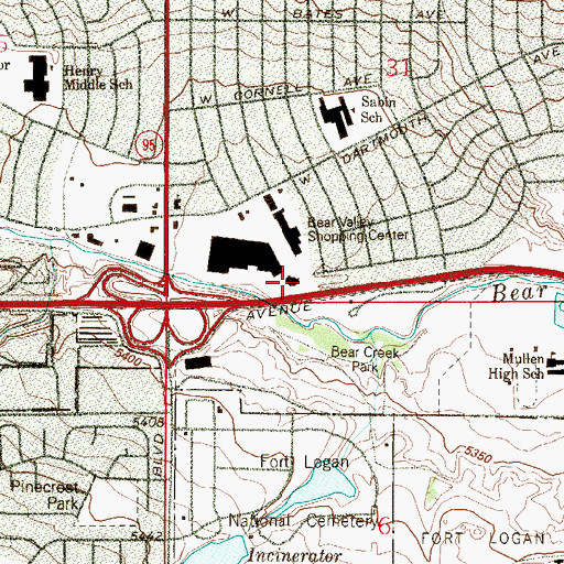 Topographic Map of Westwood College Denver South Campus, CO