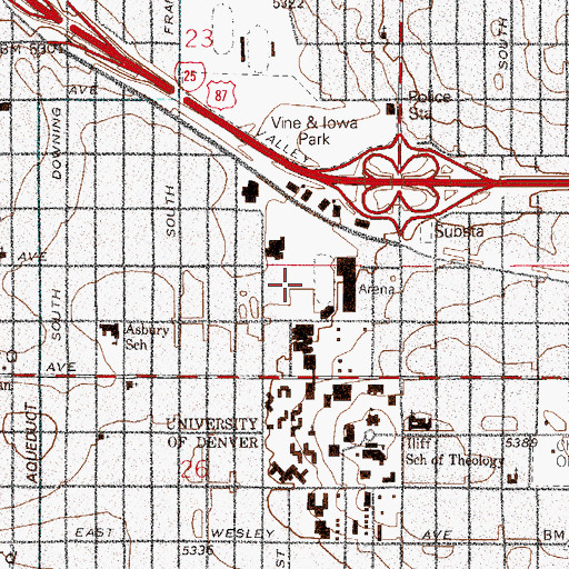 Topographic Map of CIBER Field Soccer Stadium, CO