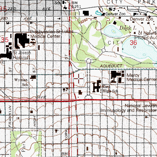 Topographic Map of East High School Football Stadium, CO