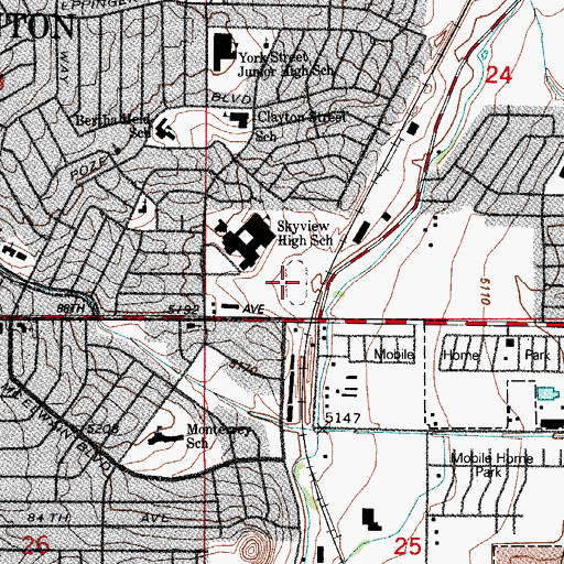 Topographic Map of Skyview Academy High School Football Stadium, CO