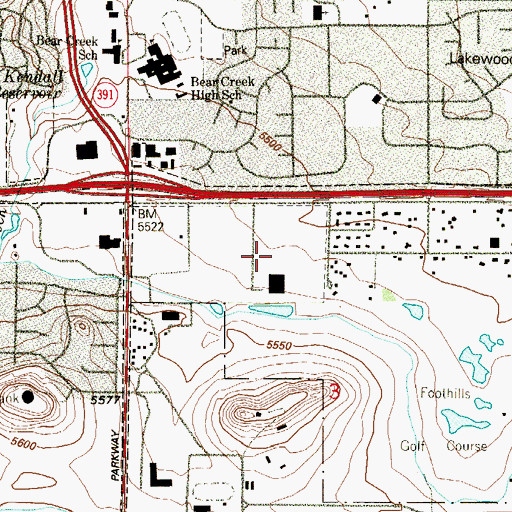 Topographic Map of Rocky Mountain Roller Hockey, CO