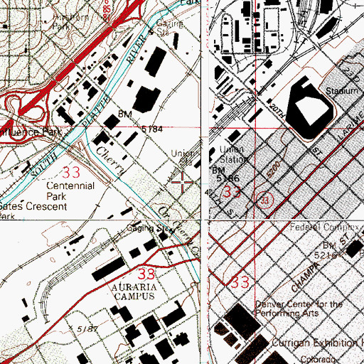 Topographic Map of United States Environmental Projection Agency Region 8 Technical Library, CO