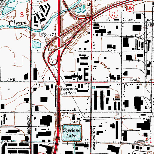 Topographic Map of The New America School, CO