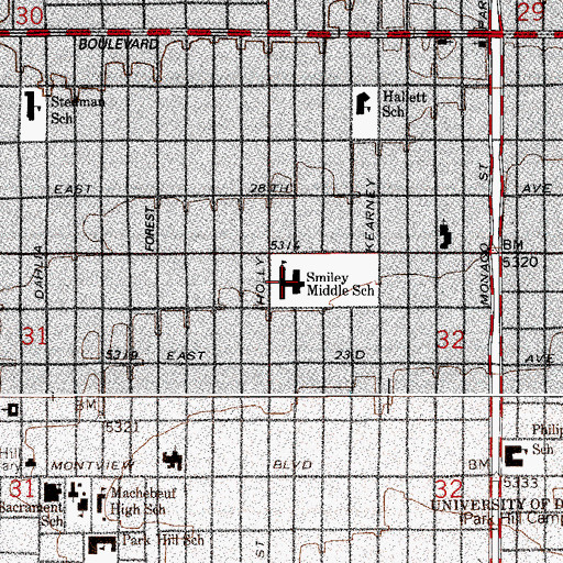 Topographic Map of Venture Prep High School, CO