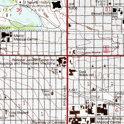 Topographic Map of Morgridge Academy, CO