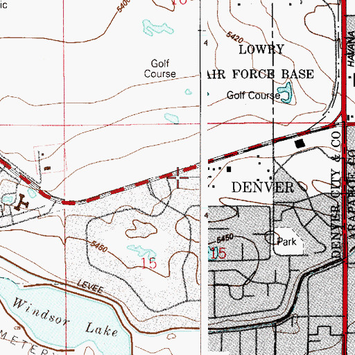 Topographic Map of Windsor Gardens Drug Post Office, CO