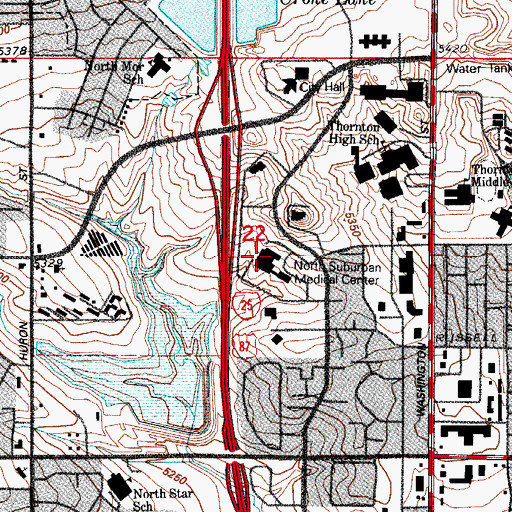 Topographic Map of Rocky Mountain Hospital for Children at North Suburban Medical Center, CO