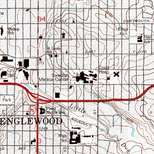 Topographic Map of Rocky Mountain Hospital for Children at Swedish Medical Center, CO