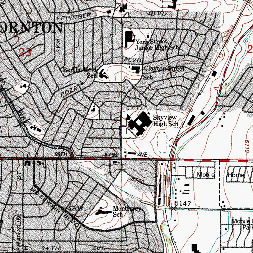 Topographic Map of North Valley School for Young Adults, CO