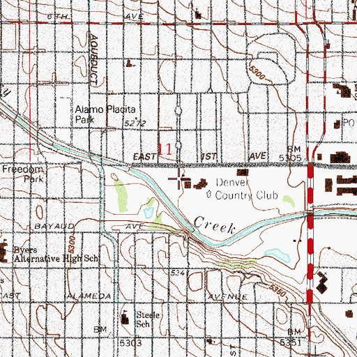 Topographic Map of Denver Country Club Skate House, CO