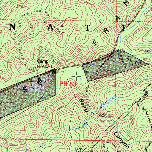 Topographic Map of Baird Canyon, CA