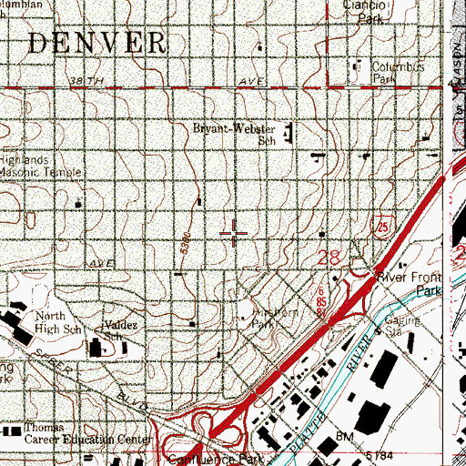 Topographic Map of The Firehouse Church, CO