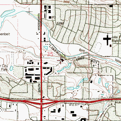 Topographic Map of Southwest First Assembly of God, CO