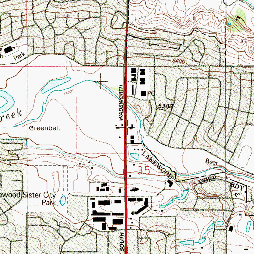 Topographic Map of Hope Crossing Church, CO