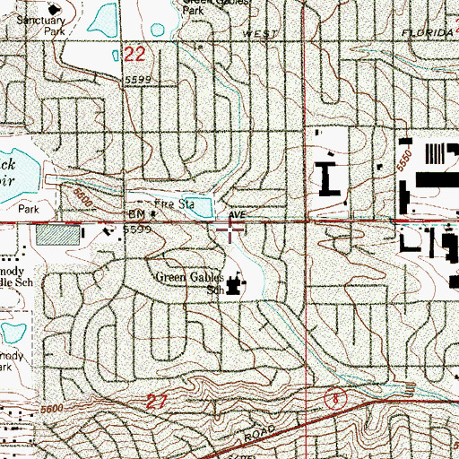 Topographic Map of River of Life Church, CO