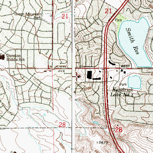 Topographic Map of Saint Joseph's Episcopal Church, CO