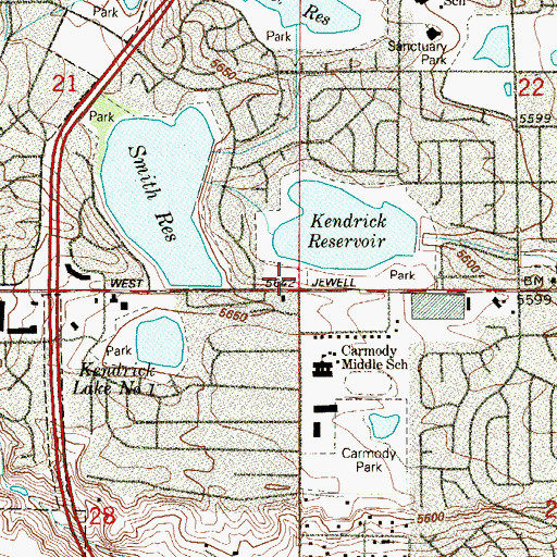 Topographic Map of Bear Valley Church, CO
