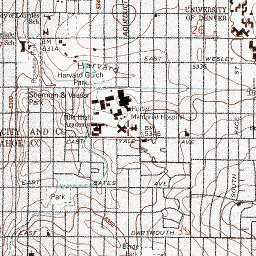 Topographic Map of Denver South Seventh - day Adventist Church, CO