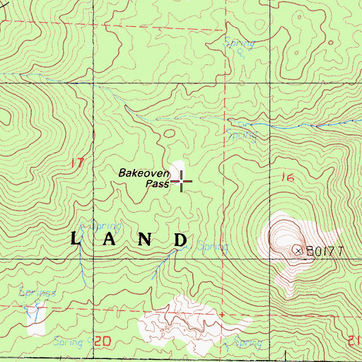 Topographic Map of Bakeoven Pass, CA