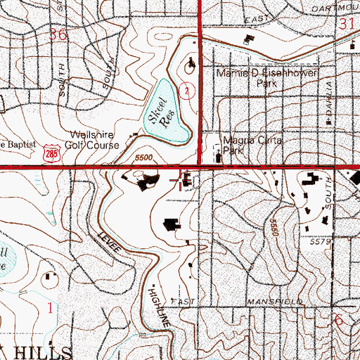 Topographic Map of First Plymouth Congregational Church, CO