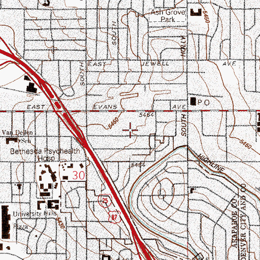 Topographic Map of BridgeWay Church, CO