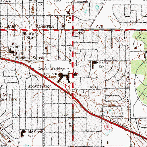 Topographic Map of Beth HaMedrosh Hagagdol - Beth Joseph Congregation, CO
