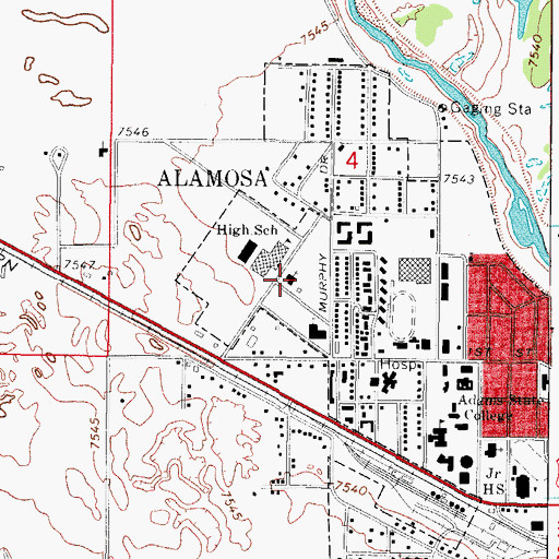 Topographic Map of College Heights Baptist Church, CO