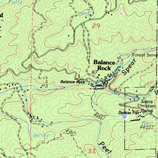 Topographic Map of Balance Rock, CA