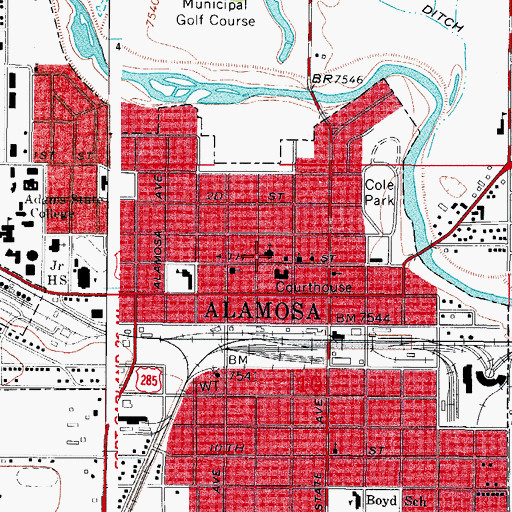 Topographic Map of Sacred Heart Church, CO
