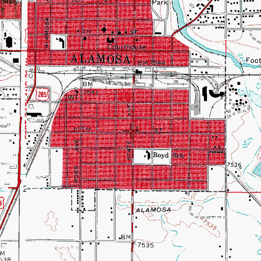 Topographic Map of San Luis Valley Baptist Church, CO