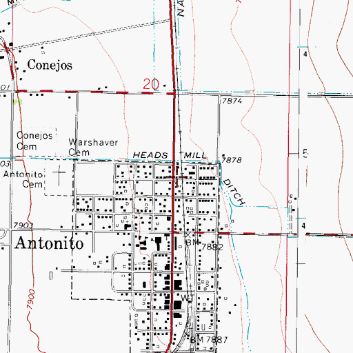 Topographic Map of Assembly of God Cristo El Rey, CO