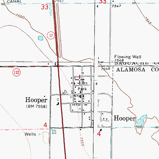 Topographic Map of Hooper Baptist Church, CO