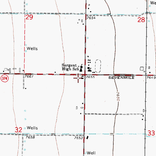 Topographic Map of Sargent Community Church, CO