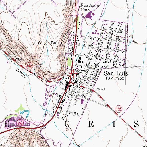 Topographic Map of Sangre De Cristo Catholic Church, CO