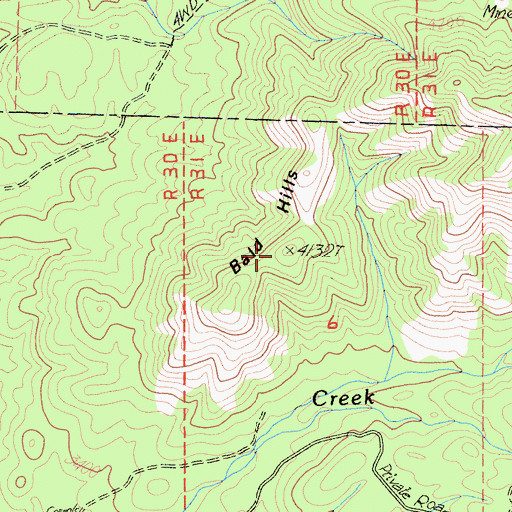 Topographic Map of Bald Hills, CA