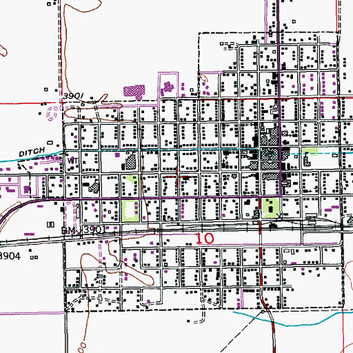 Topographic Map of First Presbyterian Church of Las Animas, CO