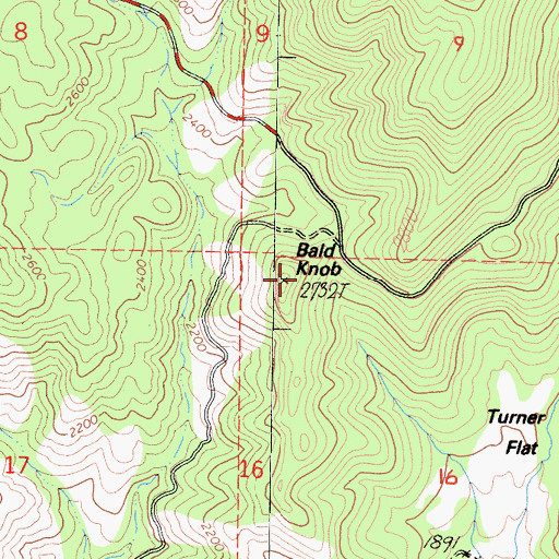 Topographic Map of Bald Knob, CA