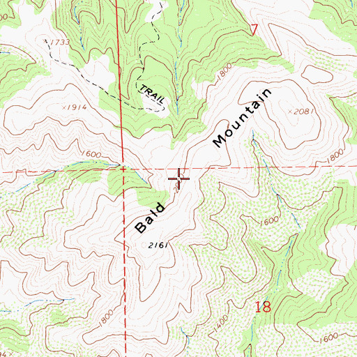 Topographic Map of Bald Mountain, CA